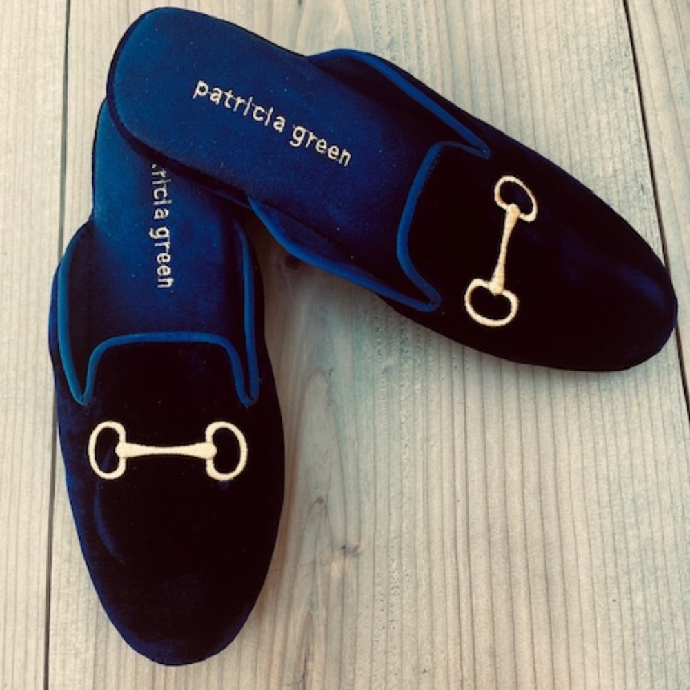 Women's - Patricia Green - Milano Navy Velvet Embroidered Slippers - 7 - Picture 4 of 4